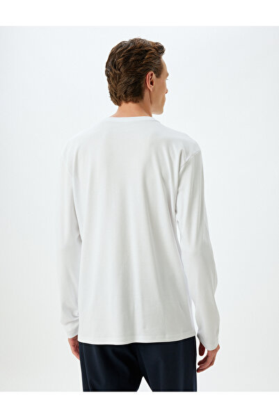 Koton Long Sleeve T-Shirt Letter Embroidered Crew Neck Cotton