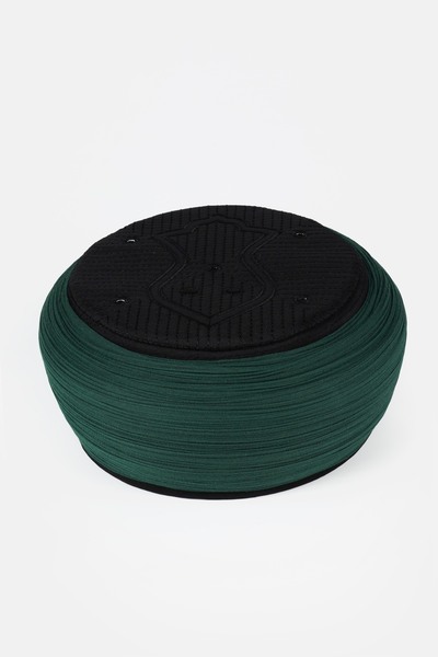 Sarıkhane Namaz Sarığı - Yeşil Kumaş - Siyah Takke - Düz Sarım - Nâli Şerif -...