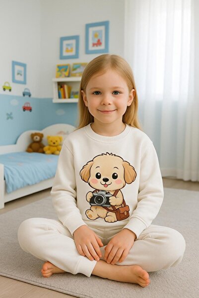 playwear Σετ φούτερ και αθλητική φόρμα με σχέδιο σκύλου με φωτογραφική μηχανή...