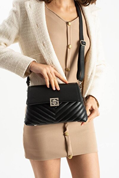 grand coco Women's Black Double Strap Hand and Shoulder Bag