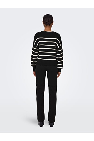 ONLY Balloon Sleeve and Crew Neck Women's Knitted Sweater - Ecru 15279935