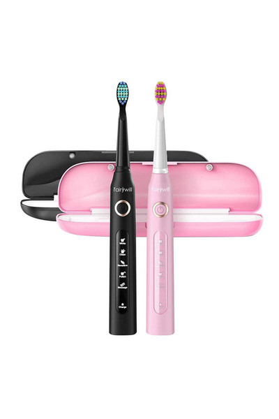 Fairywill Sonic toothbrush with set of heads and case FW-507 (black and pink)