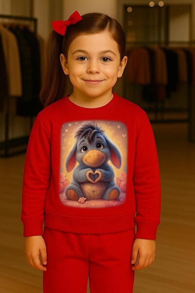 playwear Σετ Φούτερ και Φόρμα με Σχέδιο Καρδιάς για Ηλικίες 3-4-5-6-7-8-9-10-...