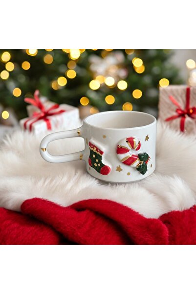 terraco ceramic New Year's Embossed Gold Detailed Handmade Ceramic Mug