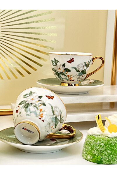 ROSSEV Turkish Coffee Cup Almira 2 Person Set 4 Pieces