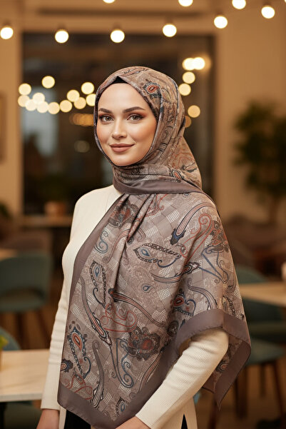 AFVENTE Σάλι από βαμβάκι με καρό σχέδιο Paisley