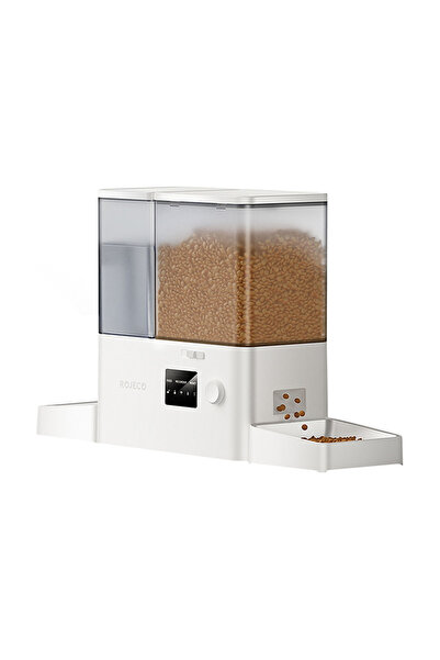 ROJECO Νέο σιντριβάνι νερού και ταΐστρα κατοικίδιων 2 σε 1 με WiFi (Λευκό)