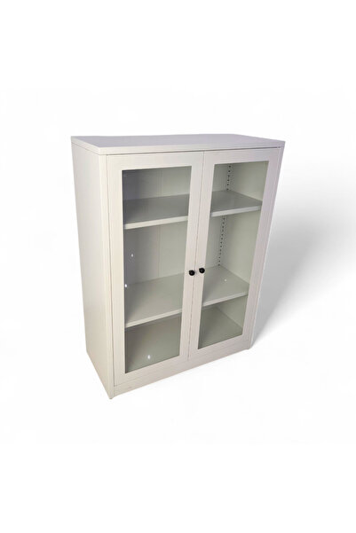 concent Versatile white metal cabinet with glass doors – stylish and practical storage