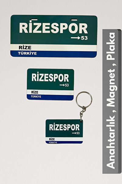 DURUSA "Rizespor" Retro MDF Plaka, Magnet ve Anahtarlık Seti – 3mm MDF, Hediy...