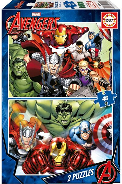 EDUCA Marvel Avengers 2-Pack Kids Jigsaw Puzzles (2 x 48 pcs), 28 x 20 cm