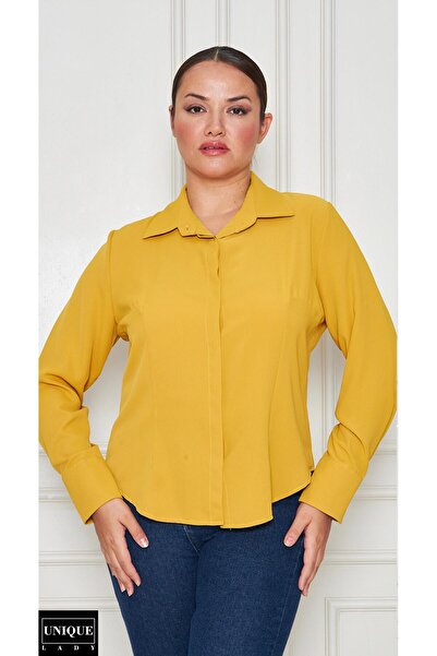 UNIQUE LADY Women's Classic Secret Placket Slim Fit Pen Shirt - All Size Options