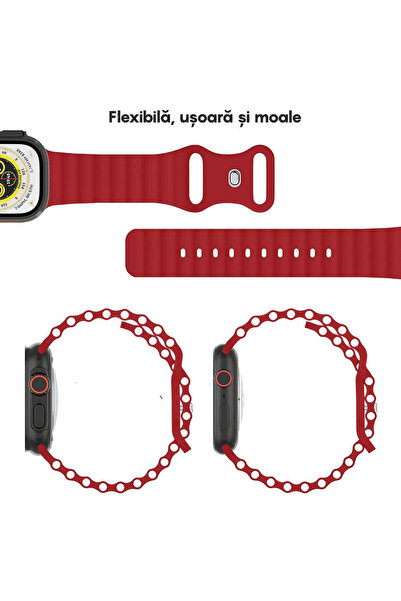 Casey Studios Silicone Ocean Loop Apple Watch Ultra 2/Ultra/SE/9/8/7/6/5/4/3/2/1 Strap - 42/44/45/49MM, Red