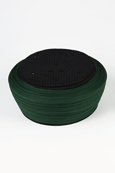 Sarıkhane Namaz Sarığı - Yeşil Kumaş - Siyah Takke - Düz Sarım - Nâli Şerif -...