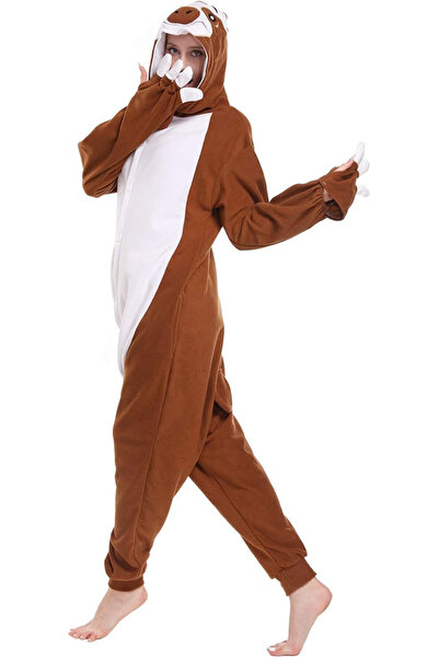 OEM Wotogold onesie pajamas, size M, unisex, animal print, fleece, brown and white