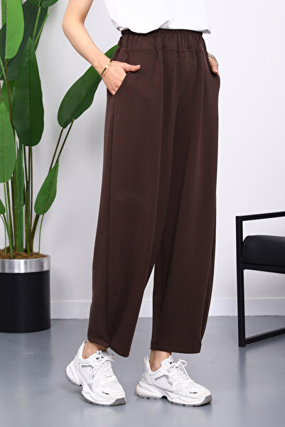 İmajButik Brown Elastic Waist Pocket Trousers