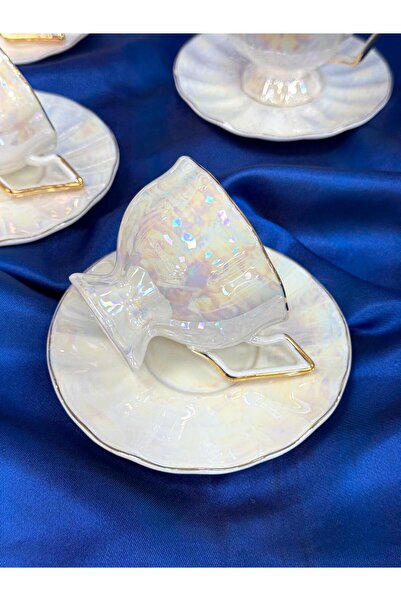 ACAR Elsa 6-Piece Turkish Coffee Cup Set - 100 ml Tkebt Cream