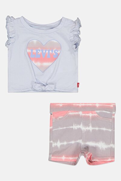 Levi's Toddlers Girl 2 Piece Graphic Print Short Sleeves T-Shirt And Shorts Set, Multicolor