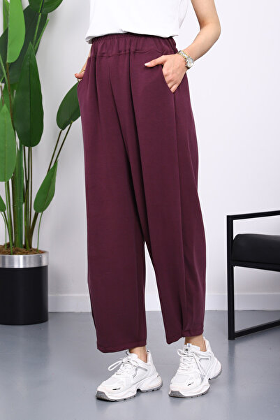İmajButik Plum Waist Elastic Pocket Trousers