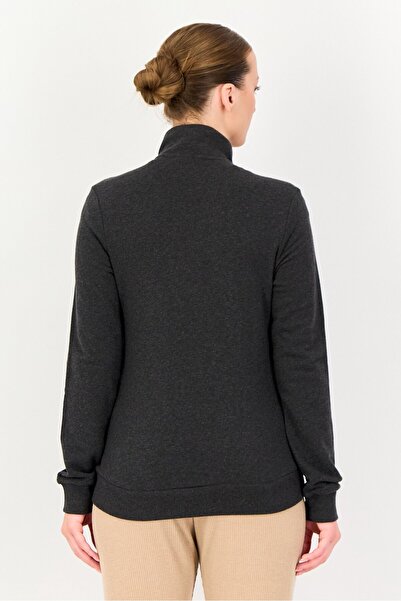 Puma Women Regular Fit Long Sleeve Outdoor Full Zip Sweatshirt, Dark Grey