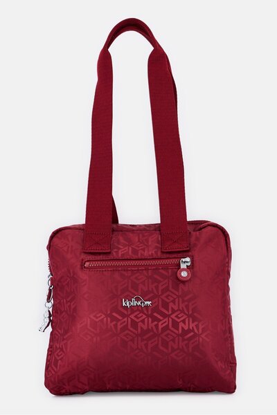Kipling حقيبة كتف نسائية بنقشة مونوغرام، لون عنابي