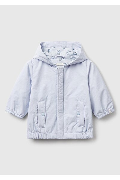 United Colors of Benetton Boy's Blue Zippered and Hooded Raincoat