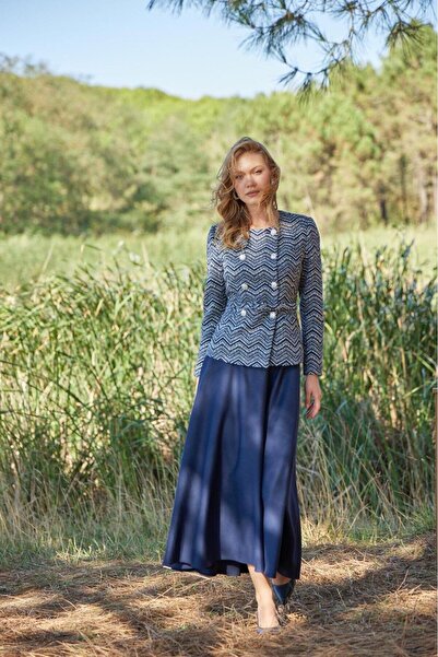 Moodbasic Premium by Zi̇kzak Patterned Double Buttoned Jacket