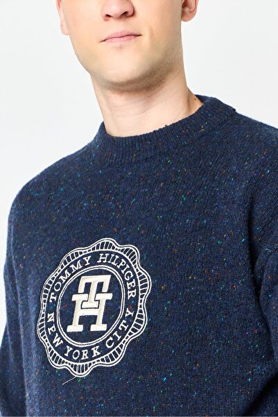 Tommy Hilfiger Men Crew Neck Embroidered Sweater, Multicolor