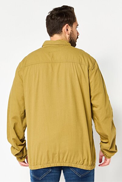 Threadbare Men Spread Collar Textured Long Sleeve Jacket Shirt, Olive