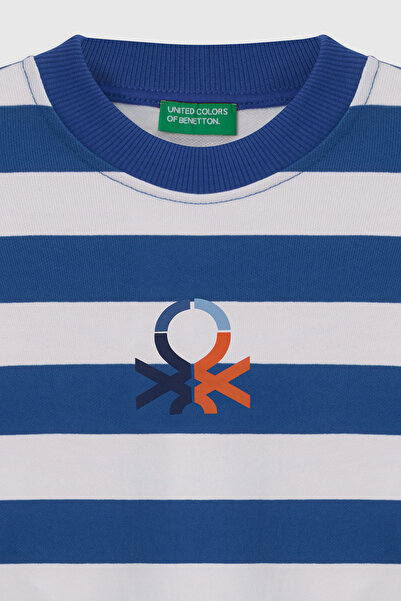 United Colors of Benetton Hanorac cu dungi din bumbac Regular Fit guler rotund pentru băieți SWEAT BNTB2329