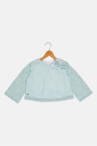 Overkids Kids Girl Long Sleeve Textured Top, Mint Green
