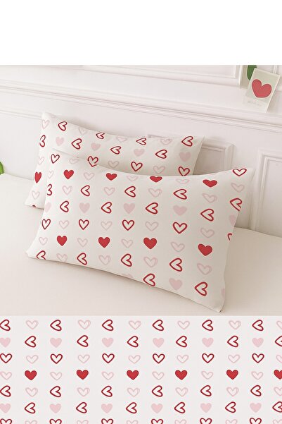 StellaFlavo غطاء وسادة من القطن بنمط قلب 2 قطعة 50 × 70 سم