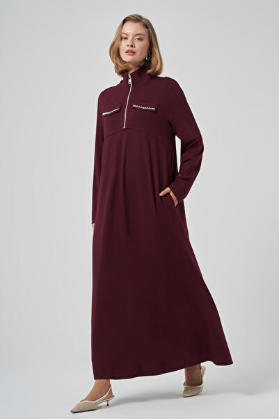 Nuss Zipper and Beadwork Detail Dress 2013 Plum