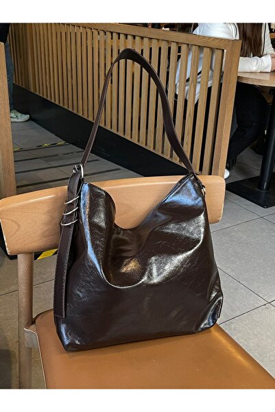 Lunova Καφέ γυναικεία τσάντα χεριού και ώμου από μαλακό δέρμα