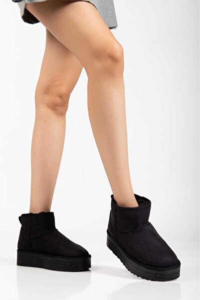 OLA Women's Tan Mini Suede Sheepskin High Thick Sole Winter Boots