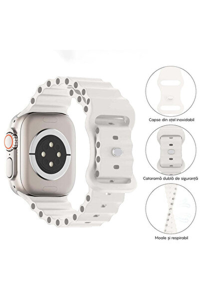 Casey Studios Ocean Loop Silicon Strap Apple Watch Ultra 2/Ultra/SE/9/8/7/6/5/4/3/2/1 - 42/44/45/49MM, White