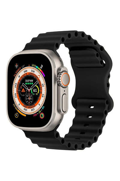 Casey Studios Silicone Ocean Loop Apple Watch SE/9/8/7/6/5/4/3/2/1 Strap - 38/40/41MM, Adjustable, Black