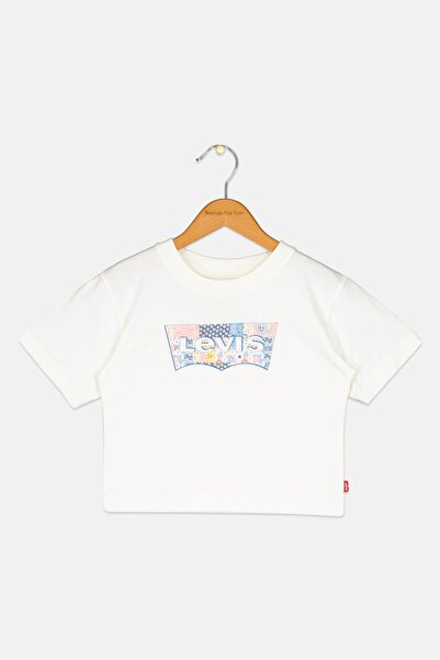 Levi's Toddlers Girl Crew Neck Short Sleeve Brand Logo T-shirt, Off White