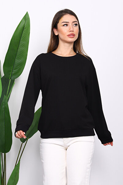 İmajButik Crna okrugla kragna majica sa dva konca