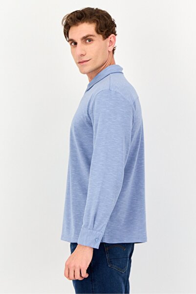 Core Elements Men Regular Fit Heather Long Sleeve Casual Shirt, Blue