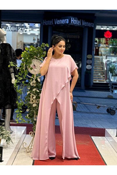 live forever Asymmetrical Layered Detail Flowy Chiffon Plus Size Jumpsuit