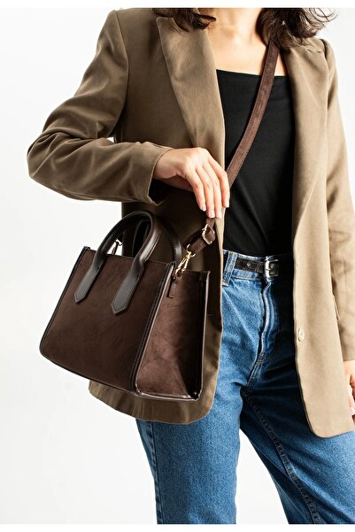 Çanta Trend Women's Brown Suede Hand and Shoulder Bag