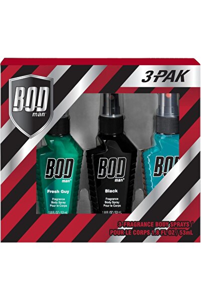 Bod Man Body Spray Holiday Gift Set for Him - 3 Piece Variety Sampler (Black, Fresh Guy, Blue Surf)