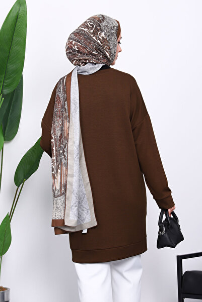 İmajButik Brown Crew Neck Modal Tunic