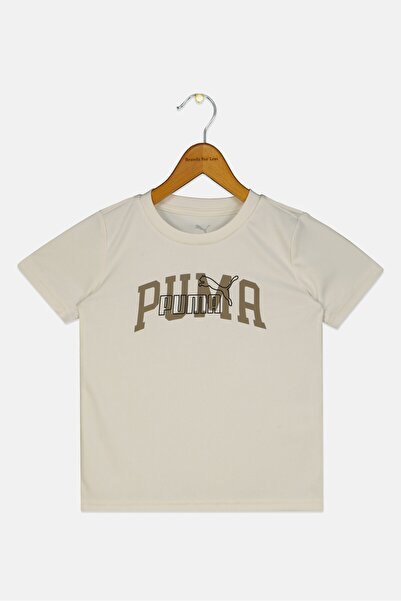 Puma Kids Boy Sportswear Fit Short Sleeve Outdoor T-Shirt, Cream