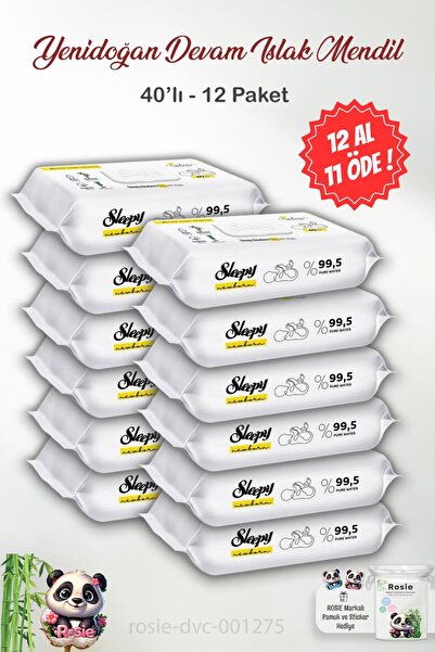 Sleepy اشتري 12 واحصل على 11 مناشف مبللة لحديثي الولادة 40 قطعة وروزي