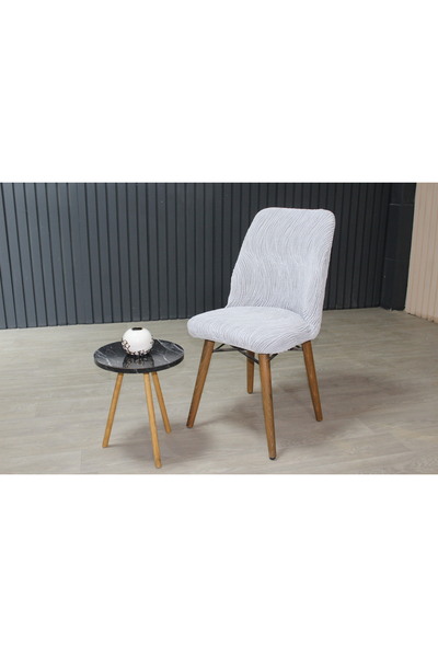 Yellow Home OVAL SANDALYE KILIFI JAKAR 6'LI SET KIRIK BEYAZ