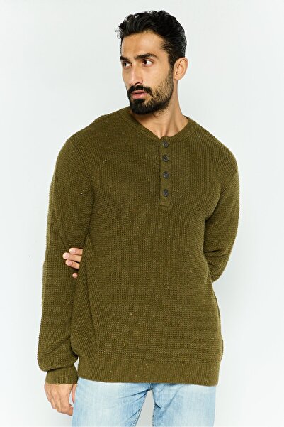 Alesbury Men Round Neck Knitted Sweater, Olive