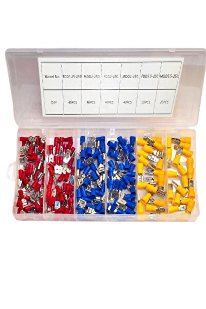 Genel Markalar KUTULU İZOLELİ FASTON TİP DİŞİ ERKEK KABLO UCU SETİ 200 PARÇA