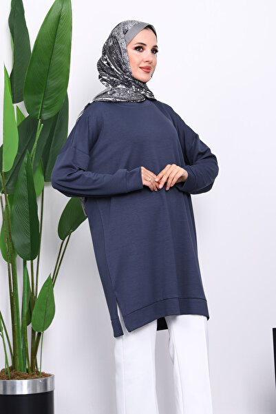 İmajButik Anthracite Crew Neck Modal Tunic