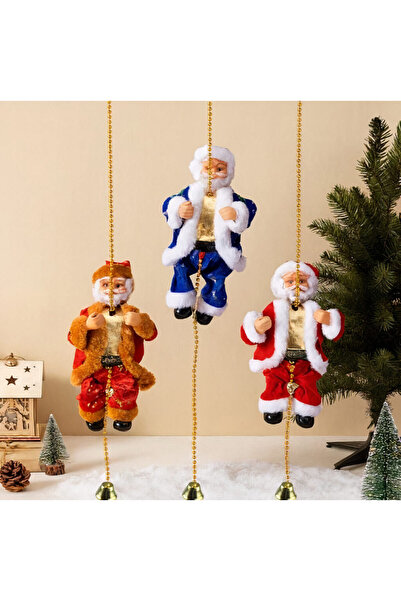 First Choice Santa Claus Climber Christmas Ornament 24 cm with 100 cm Beaded Rope, Music and Light